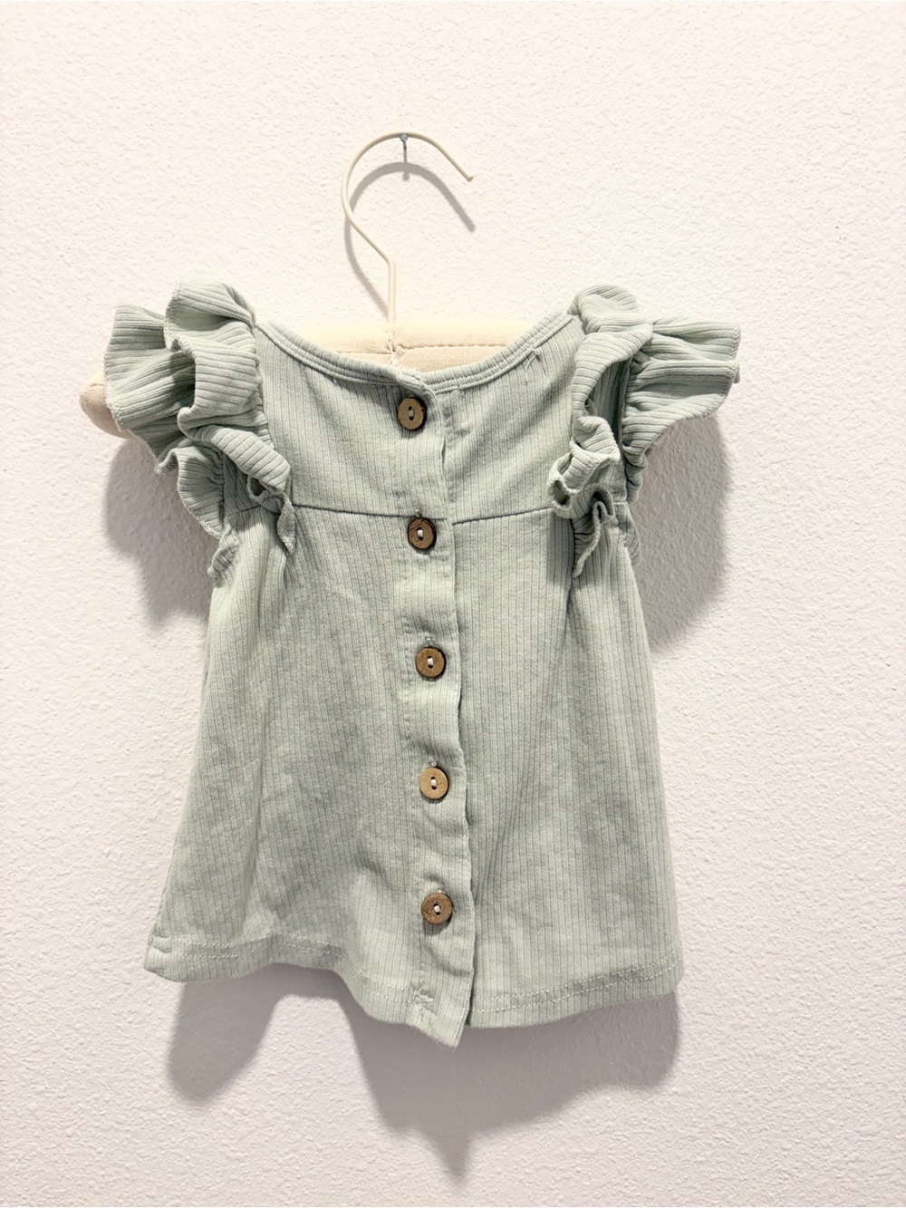 Girls' Sage Green Ruffle Button-Front Tee